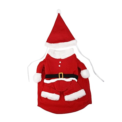 DRESSOOS 1 Satz Haustierkleidung Welpen-weihnachtsmann-kostüm Weihnachtsmann-Outfit Für Hund Weihnachtlicher Hundemantel Weihnachtskleidung Für Haustiere Kleider Rot Katze Baumwollmantel von DRESSOOS