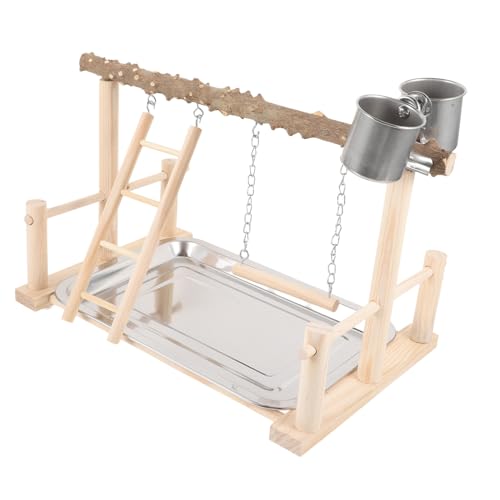 DRESSOOS Papagei Training Rack 1 Set Stabile Basis Stehen Für Vögel Vogel Spielzeug Lebensmittel Schüssel Holz Sitzstange von DRESSOOS