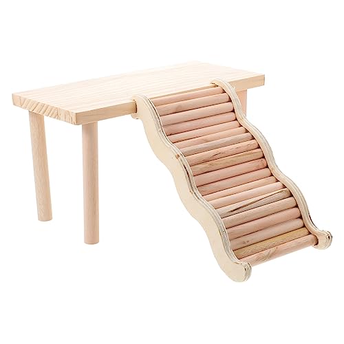 DRESSOOS Holzleiter Spielzeug Für Kleine Haustiere Hamsterplattform Mit Kletterbrett Geeignet Für Hamster Igel Eichhörnchen Und Andere Kleintiere von DRESSOOS