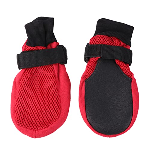 DRESSOOS 1satz Atmungsaktive Hundeschuhe Für Kleine Bis Mittlere Hunde rutschfeste Sohle Pfotenschutz Für Outdoor-aktivitäten Rot von DRESSOOS