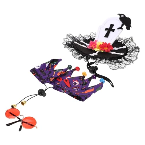 DRESSOOS 1 Set Haustier Verkleidung, Halloween Krawatten Für Katzen, Katzen Parodie Krawatten, Katzen Parodie Umhang, Haustier Glasdekor, Partygeschenke, Katzen Cosplay Zubehör, Lustige von DRESSOOS