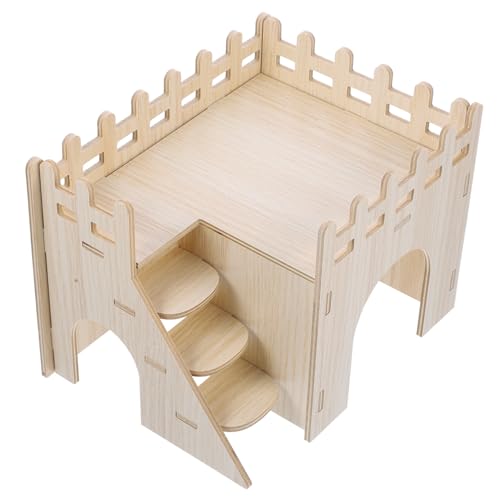 DRESSOOS Außengehege Meerschweinchen Meerschweinchenkäfig Hamsterhaus Mit Leiter Natürlicher Rückzugsort Für Hamster Und Meerschweinchen Gemütliche Holzversteck Für Kleintiere Ideal Für Käfige 1 Set von DRESSOOS