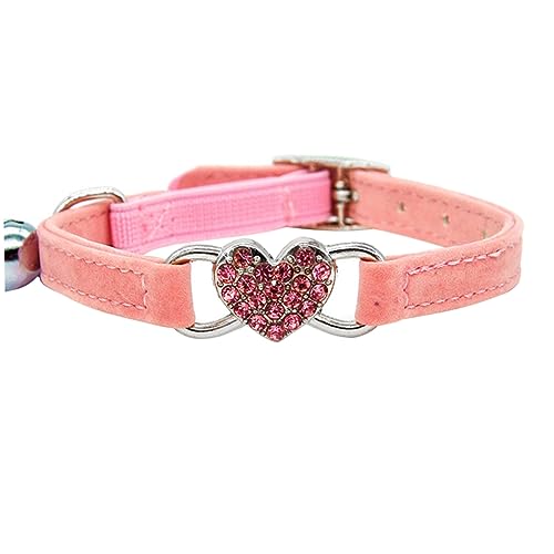 DRESSOOS Elegantes Katzenhalsband in Herzform Glocke Verstellbares Haustierhalsband Für Katzen Und Kätzchen von DRESSOOS
