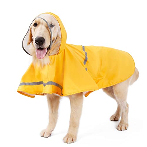 DRESSOOS Regenmäntel für Haustiere Hunderegenjacke reflektierende Streifen wasserdicht bequem gelb Größe L für Hunde von DRESSOOS