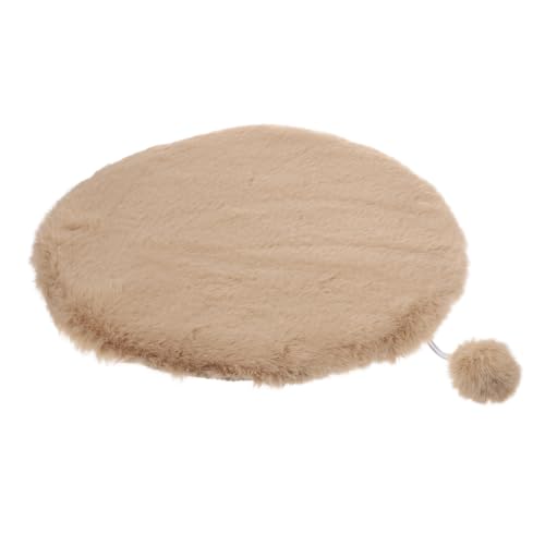 DRESSOOS Runde Katzen Schlafmatte Aus Kunstfell Gemütliche Und Warme Kuscheldecke Für Katzen Und Kleine Hunde Ca Trendigem Milchtee Ideales Haustierbett Für Den Winter von DRESSOOS