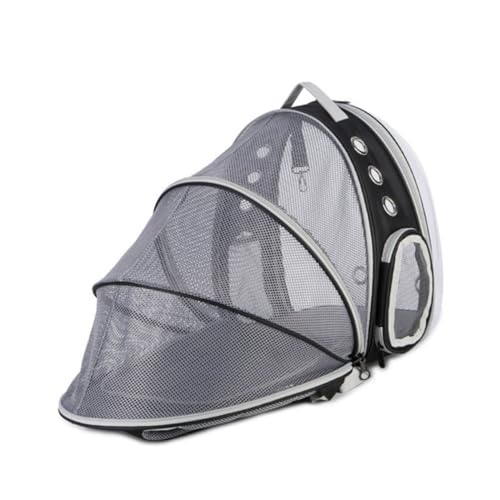 DRESSOOS Tragetasche für Haustiere großer erweiterbarer Katzenrucksack mit Rückwand für Reisen im Freien Rucksack zum Tragen von Haustieren Schultertasche atmungsaktive Netztragetasche von DRESSOOS