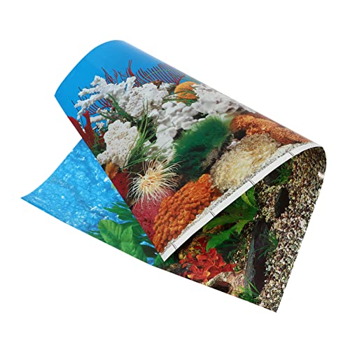 DRESSOOS 1Stk Aufkleber für Aquarien Aquarium Dekoration Easy putz Farbecht Landschaftskulisse Aquarium dekoratives Bild Perlmutt Koralle erröten Hintergrund 3D Applikationen Dickfilmpapier von DRESSOOS