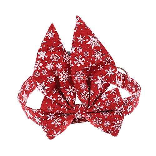 DRESSOOS Verstellbares Haustierhalsband für Weihnachten Hundehalsband Feiertagsschleife dekoratives Haustierhalsband Weihnachts-Haustierzubehör leichtes Hundehalsband von DRESSOOS