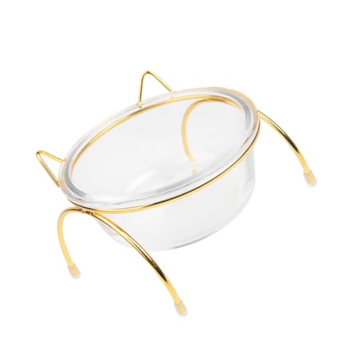 DRESSOOS Einzelner erhöhter Katzennapf auf Ständer geneigter hoher Futternapf für Haustiere Glasbehälter für Tierfutter leicht zu reinigendes Design von DRESSOOS