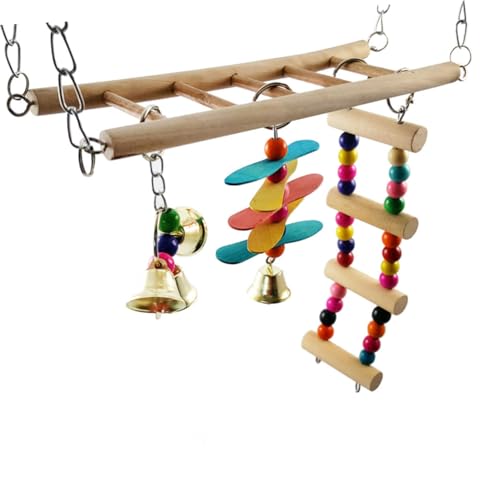 DRESSOOS Schaukelständer Für Vögel Treppen-vogelständer Vogelsitzstange Aus Holz Helle Farben Für Die Heimdekoration von DRESSOOS