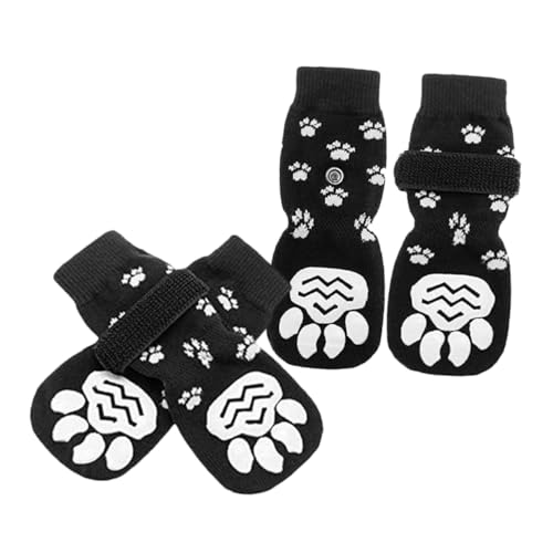DRESSOOS 2paare rutschfeste Hundesocken Baumwolle Für Winter Atmungsaktive Pfotenschoner Mit Verstellbarem Riemen s Für Drinnen Und Draußen von DRESSOOS