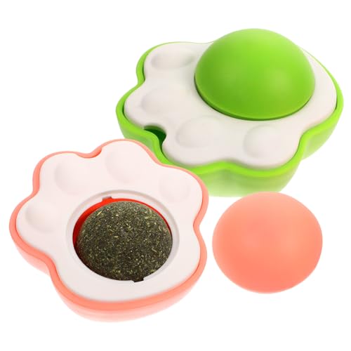 DRESSOOS 2er-Pack Mint Spielzeug Interaktive Katzenminze Leckbälle Rotierende Funktion Pflege für Katzen von DRESSOOS