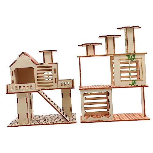 DRESSOOS Haustier Hamster Gebäude Holz Versteck Spielzeug Für Hamster Und Haustiere 2pcs DRESSOOS Haustier Hamster Gebäude Holz Versteck Spielzeug Für Hamster Und Haustiere 2pcs von DRESSOOS