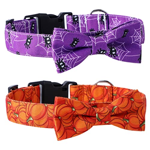 DRESSOOS 2Pcs Halloween Haustier Kragen Hund Halloween Fliege Abnehmbare für Geist Festival Decor von DRESSOOS