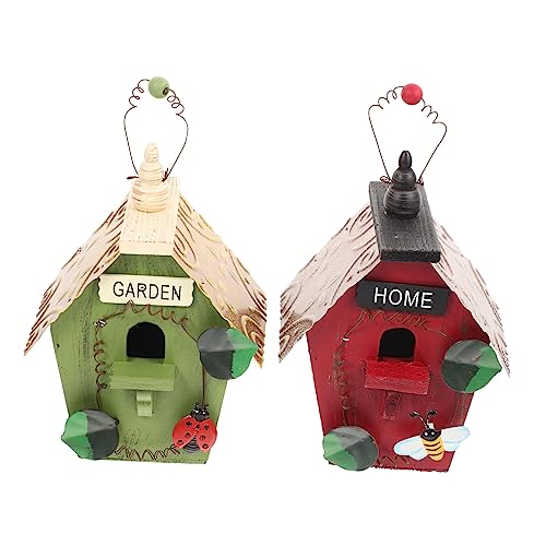 DRESSOOS 2 Stück Vogelhäuschen, Vogelfutterstation, Gartendekoration, Gartenvogelnest Dekoration, Hängenest, Haustiervogelnest, Holzvogelhaus, Heimornament, Holzvogelnest, Holzvogelnest, DRESSOOS 2 Stück Vogelhäuschen, Vogelfutterstation, Gartendekoration, Gartenvogelnest Dekoration, Hängenest, Haustiervogelnest, Holzvogelhaus, Heimornament, Holzvogelnest, Holzvogelnest, von DRESSOOS