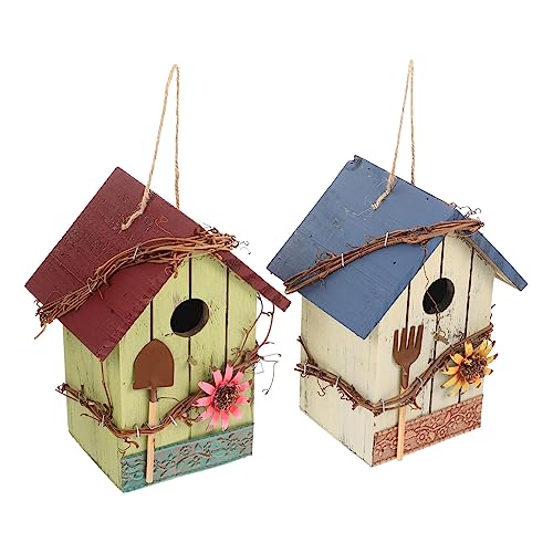 DRESSOOS Vogel Hängen 2Pcs Holz Vogel Garten Hof Dekorative Vogel Nistkasten Vogel Nistkasten DRESSOOS Vogel Hängen 2Pcs Holz Vogel Garten Hof Dekorative Vogel Nistkasten Vogel Nistkasten von DRESSOOS