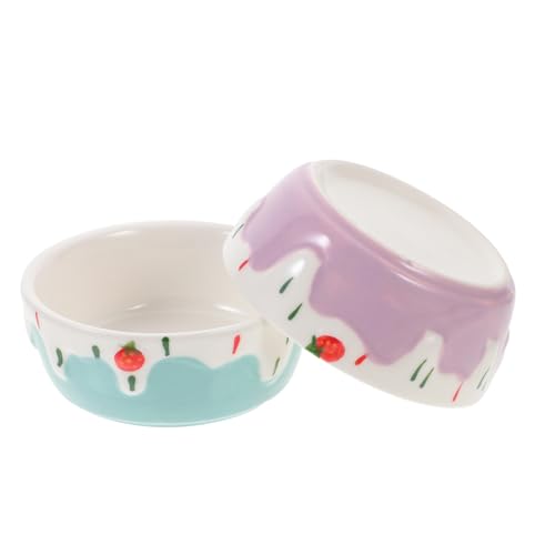 DRESSOOS 2Stücke Keramik Hamsterschalen Kleine Futtergefäße für Kleintiere Spritz Design Sicheres und Gesundes Füttern für Hamster Meerschweinchen Igel Stilvolle von DRESSOOS
