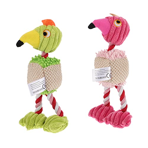 DRESSOOS 2stücke Hundespielzeug Plüsch Kauspielzeug Für Zahnende Hunde Quietschendes Flamingo Spielzeug Langlebig Und Beißfest Für Kleine Und Mittelgroße Haustiere Fördert Gesunde von DRESSOOS