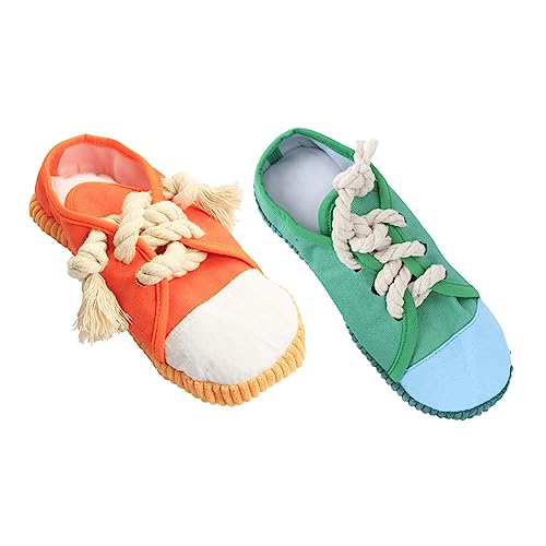 DRESSOOS 2stücke Hundeschuh Kauspielzeuge Interaktive Quietschende Sneakers Für Hunde Langlebige Schleifspielzeuge Zur Zahnpflege Geeignet Für Welpen Und Kleine Haustiere von DRESSOOS