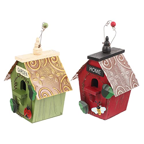 DRESSOOS Hängendes Vogelnesthaus aus Holz Vogelnistkasten für den Garten dekoratives Vogelhäuschen Futterhäuschen von DRESSOOS