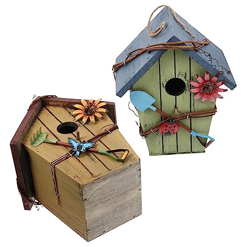 DRESSOOS Hängender Vogelnistkasten aus Seil stabiles Vogelhäuschen aus Holz für Garten Hof Dekoration von DRESSOOS