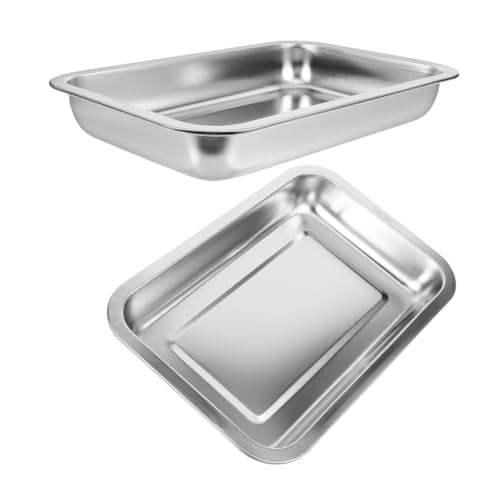 DRESSOOS 2stücke Stainless Steel Katzenklo Große Geruchsfreie Katzentoilette Aus Edelstahl Leicht Zu Reinigen Stabil Für Innenräume Und Kleine Katzen von DRESSOOS