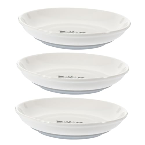 DRESSOOS 3stücke Teiliges Katzenfutternäpfe Keramik Mit Rutschfestem Silikonboden Flache Schalen Für Katzenfutter Und Wasser Für Kleine Katzen Und Kätzchen von DRESSOOS