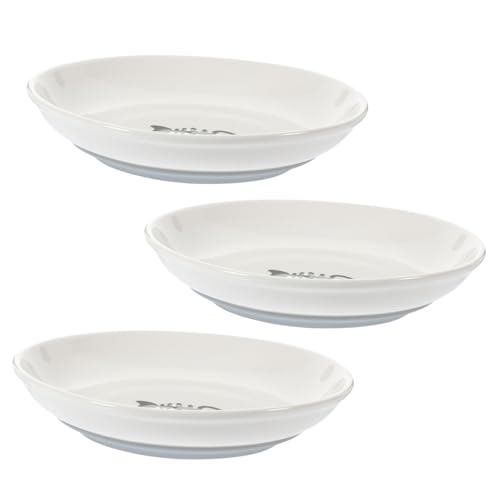DRESSOOS 3-teiliges Katzenfutter-Set erhöhte Flache Katzennäpfe aus Keramik rutschfeste Silikonbasis für die Fütterung von Kätzchen von DRESSOOS