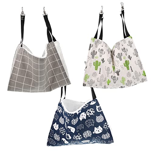 DRESSOOS 3 Teilige Doppelseitige Katzenhängematte, Interessantes Meerschweinchenbett, Aufhängbares Chinchillabett, Waschbare Hamsterhängematte, Plüsch Meerschweinchenbett, Waschbares von DRESSOOS