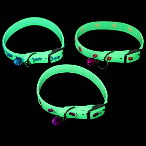 DRESSOOS 3st Fluoreszierendes Haustierhalsband Kleines Hundehalsband Kleine Hundehalsbänder Katzenhalsband Mit Glocke Sicherheit Beleuchtet Reisen Kieselgel Gebührenpflichtig Kleiner Hund von DRESSOOS