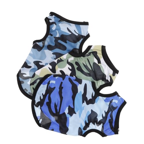 DRESSOOS 3stücke Teiliges Hundeshirt Camouflage Hunde-Shirt Atmungsaktive Hundebekleidung Für Kleine Hunde Für Sommeraktivitäten Und Besondere Anlässe von DRESSOOS