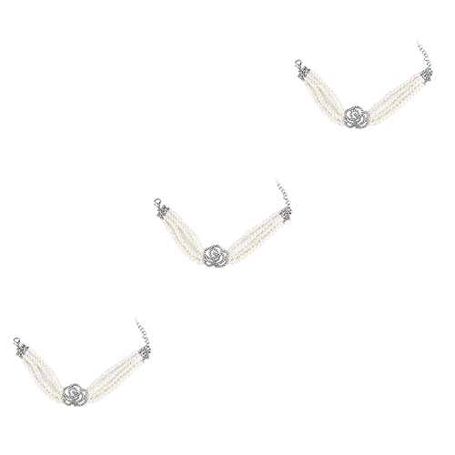 DRESSOOS 3 Stücke Luxuriöse Haustier Halskette Halsband Für Hunde Einstellbare Hund Halskette Imitation Weiße Rose S von DRESSOOS