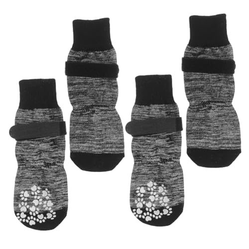 DRESSOOS Auswechselbare Hundesocken waschbare Haustiersocken rutschfeste Sohle tragbare Baumwollsocken für Hunde Schwarz schrittweise von DRESSOOS