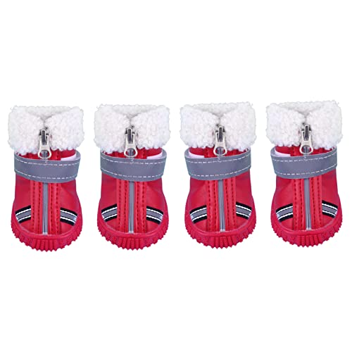 DRESSOOS Rote Hundeschuhe Dicker Schneestiefel Bequeme Hundeschuhe von DRESSOOS