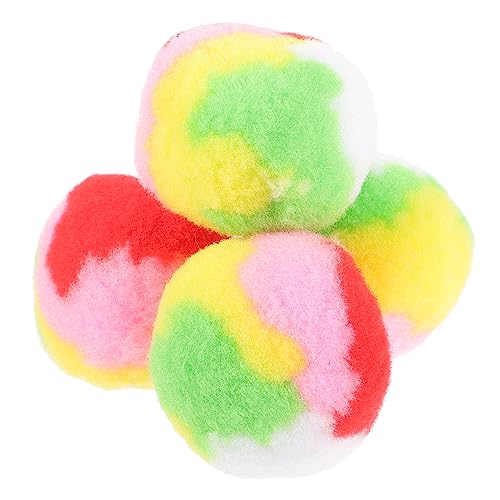 DRESSOOS 4 Stück Katzenspielzeug Ball Hundespielzeug Katzenkratzer Meerschweinchen Sommer kleine Bälle für Katzen Interaktive Pompons kleine Katzenspielzeug Haarball Kätzchen Kratzbaum Plüsch von DRESSOOS