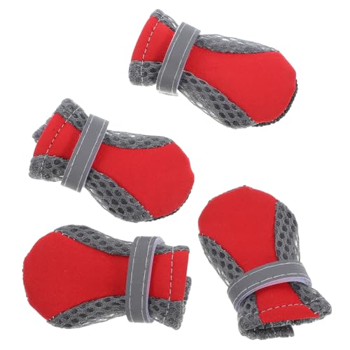 DRESSOOS Hundestiefel 4 Stück Mesh-Schuhe Für Welpen Haustierschuhe Schuhe Für Kleine Hunde rutschfeste Schuhe Bequeme Hundeschuhe Atmungsaktiv Stoff Für Neoprenanzüge Zubehör Rot DRESSOOS Hundestiefel 4 Stück Mesh-Schuhe Für Welpen Haustierschuhe Schuhe Für Kleine Hunde rutschfeste Schuhe Bequeme Hundeschuhe Atmungsaktiv Stoff Für Neoprenanzüge Zubehör Rot von DRESSOOS