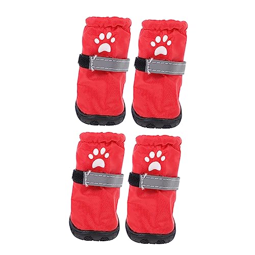 DRESSOOS Hundestiefel-Set 4-teilig Haustierschuhe Ohne Sohlen Aus Polyester Für Drinnen Und Draußen Rot Gr. 3 von DRESSOOS