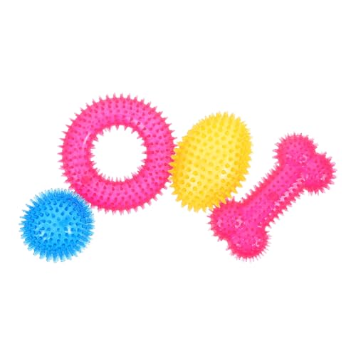 DRESSOOS 4 Stück Teiliges Spitze Hundespielbälle aus Langlebigem Ungiftigem Material Zahnfreundlich für Welpen Sowie Kleine bis Große Hunde für Indoor und Outdoor Spiel Fördert Zahnpflege von DRESSOOS