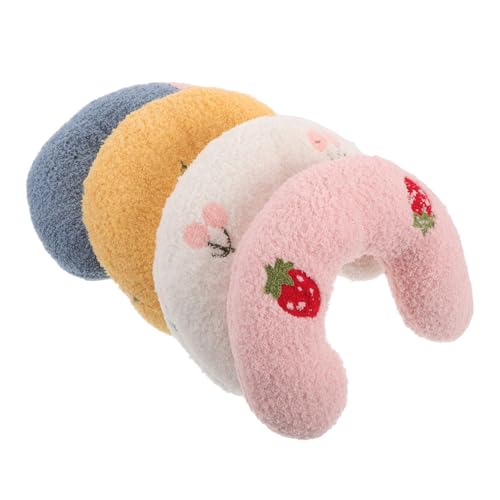 DRESSOOS 4 Stück Teiliges U Förmiges Katzenkopfkissen für Kleine Hunde und Katzen Ergonomische Unterstützung für Halswirbel Komfortables Nackenkissen Gemischten Farben für Drinnen und von DRESSOOS