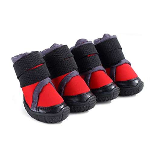 DRESSOOS Gummi-haustierschuhe Für Hunde Warm Für Draußen Zum Laufen Klettern Größe 80 Rot 4 Stück von DRESSOOS