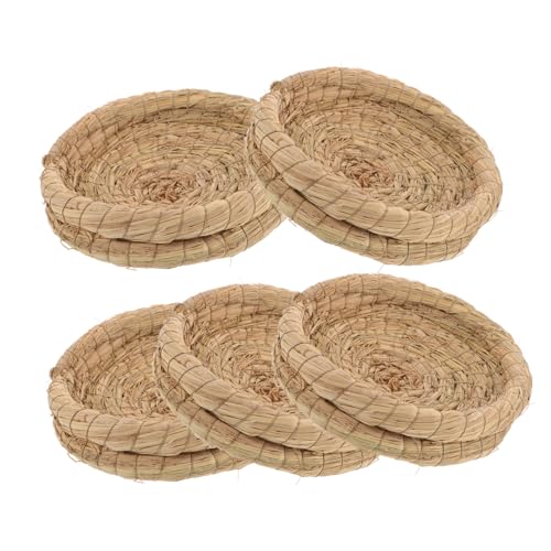DRESSOOS 5 Stücke Woven Stroh Nest Bett Huhn Taube Haustier Bett Stroh Woven Nest Komfortable von DRESSOOS