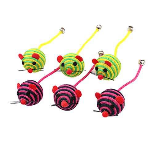 DRESSOOS Interaktives Katzenspielzeug 6 Stück Baumwollfaden-mäuse Lustiges Spielzeug Glocke Für Katzen Für Haustiere Zufällige Farbe DRESSOOS Interaktives Katzenspielzeug 6 Stück Baumwollfaden-mäuse Lustiges Spielzeug Glocke Für Katzen Für Haustiere Zufällige Farbe von DRESSOOS