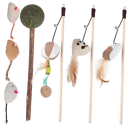 DRESSOOS 7 STK Spielzeug Katzenminze Lutscher Holzkatzen-Teaser glückskatze Maneki Neko Katze Spielset aus Holz Katzenstabstäbe Katzenstäbe Backenzahn Katzenstock Beißstock Zauberstab Feder DRESSOOS 7 STK Spielzeug Katzenminze Lutscher Holzkatzen-Teaser glückskatze Maneki Neko Katze Spielset aus Holz Katzenstabstäbe Katzenstäbe Backenzahn Katzenstock Beißstock Zauberstab Feder von DRESSOOS