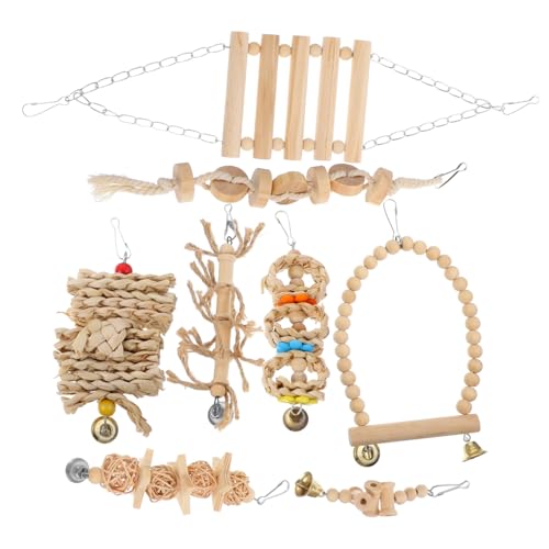 DRESSOOS Spielzeug Käfig Vogel 8st Zubehör Für Vogelkäfige Papageienbarsch Nymphensittich Papageienspielzeug Schaukel Hängendes Hamsterkäfig Vogelleiter Barsch Futterspender Taube Hölzern DRESSOOS Spielzeug Käfig Vogel 8st Zubehör Für Vogelkäfige Papageienbarsch Nymphensittich Papageienspielzeug Schaukel Hängendes Hamsterkäfig Vogelleiter Barsch Futterspender Taube Hölzern von DRESSOOS