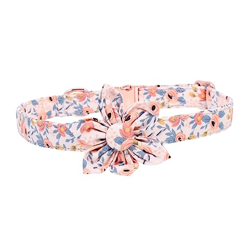 DRESSOOS Welpenhalsband Blumenkragen Cool Sommerkleidung für Hunde Hundehalsbänder für Welpen Niedlich Hundehalsband Mädchen- Kragen mit Blumenmuster Haustier schmücken Halskette Baumwolle von DRESSOOS