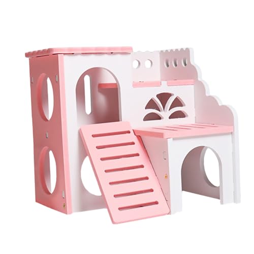 DRESSOOS Haustier Schlafhaus Hamster Spielzeug Holz Haustier Doppelstock Villa Nest Sicher Hamsterkäfig DRESSOOS Haustier Schlafhaus Hamster Spielzeug Holz Haustier Doppelstock Villa Nest Sicher Hamsterkäfig von DRESSOOS