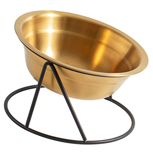 DRESSOOS Erhöhter Futternapf aus für Hunde und Katzen Nacken und Wirbelsäulenschutz Rutschfester Stand für Haustiere Gold von DRESSOOS