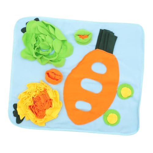 DRESSOOS Futtermatte für Kaninchen kleines Haustier-Puzzlespielzeug Hasen-Schnüffelmatte Lustige Futterunterlage Hasen-Futtermatte Karotte Zubehör Snack Zubringer Nahrungssuche Flanell von DRESSOOS