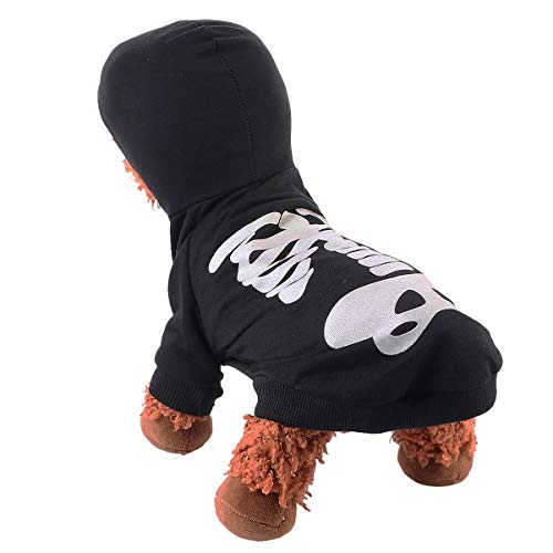 DRESSOOS Hunde-Halloween-Kostüm im Dunkeln leuchtender Skelett-Overall Größe S/M für Katzen Haustier-Party-Kleidung leicht zu waschen von DRESSOOS