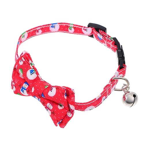 DRESSOOS Haustier Halskette Katze Schleife Kette Schneemann Muster Weihnachtskragen Dekoratives Haustierhalsband Rotes Haustier von DRESSOOS